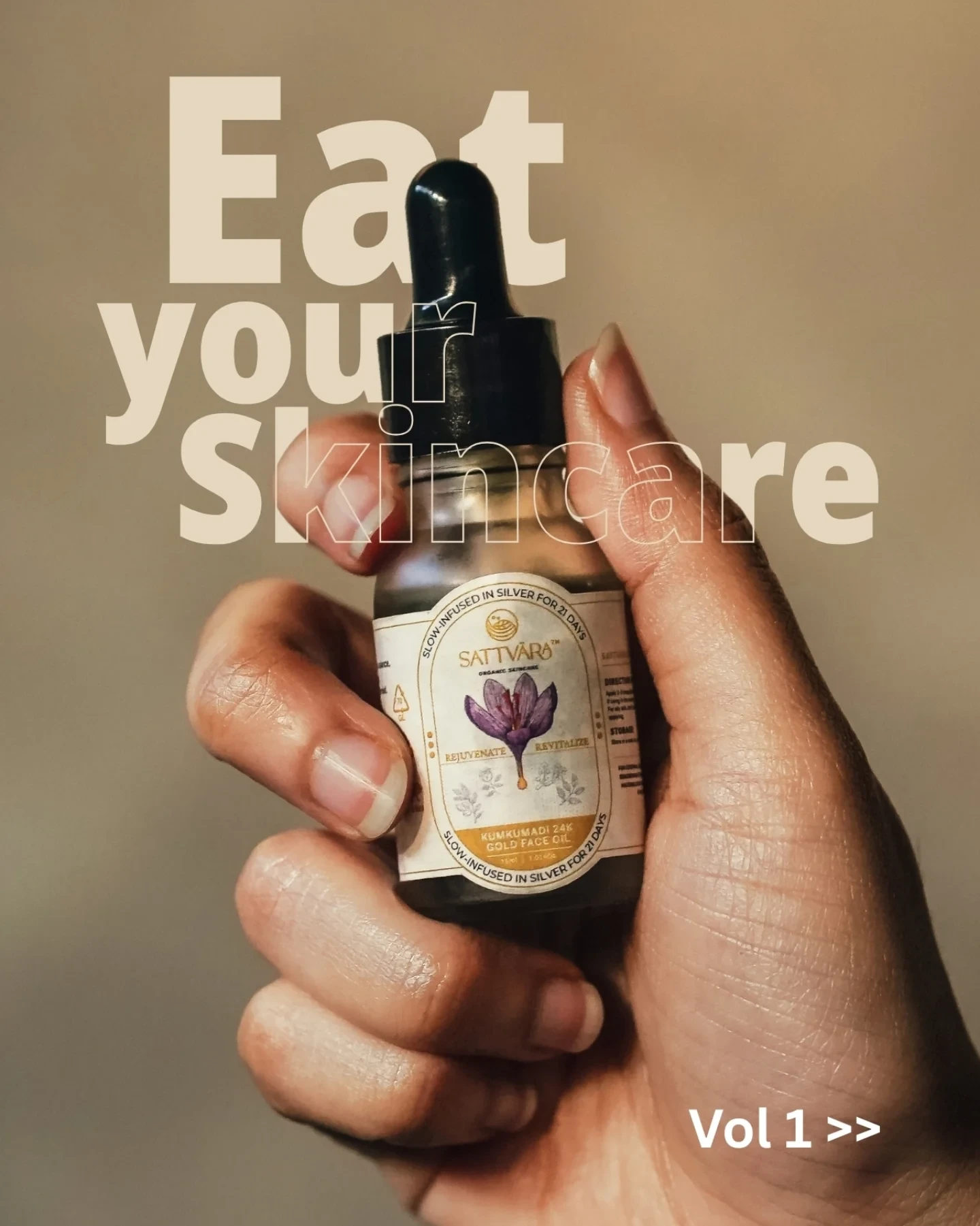 Sattvāra social post from the 'Eat your Skincare' series.